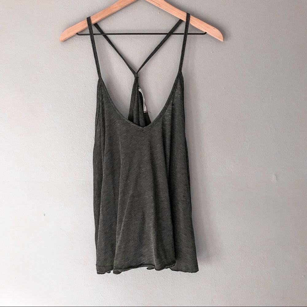NWT Free People We The Free Gray Sandy V-Neck Tank